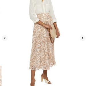 Sold Out Zimmermann Sunray Pleated Zebra-print Chiffon Midi Skirt (S)